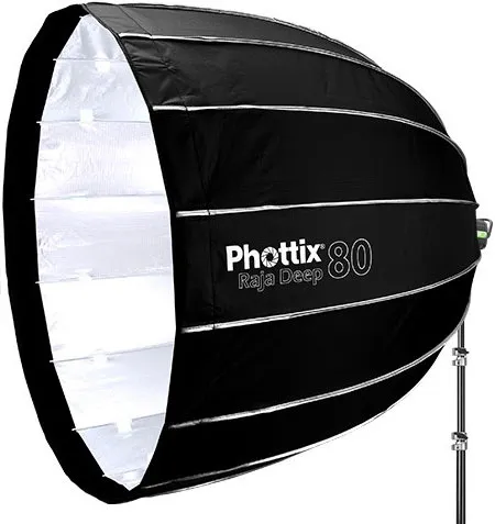 PHOTTIX Softbox Deep Parabol Raja 80cm – Ideal für professionelle Lichtsetzung - Hochwertige Softbox für gleichmäßige Lichtverteilung, kompakt und einfach zu montieren – perfekt für Fotografen und Videografen.