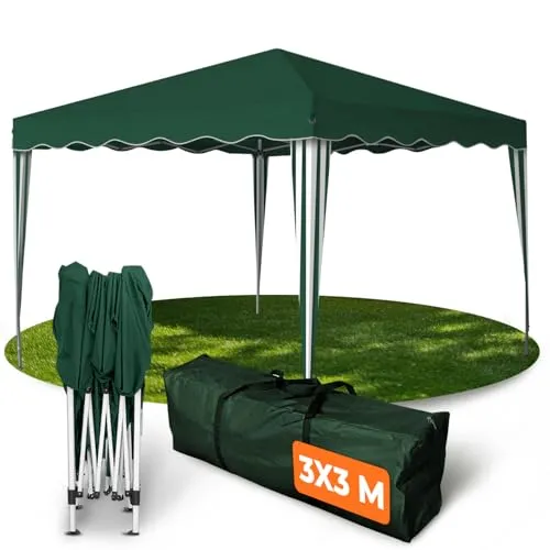 Kronenburg Faltpavillon 3 x 3 m - Wasserdicht und UV-Schutz 50+ - Gartenlauben: 100 % wasserdichter Faltpavillon mit UV-Schutz 50+, ideal für Outdoor-Events. Inklusive Tragetasche und Zubehör für einfachen Aufbau.