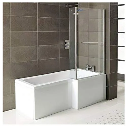 HAK Badewanne SYNA 167,5cm Rechts mit Dusche - Sanitäranlagen & Zubehör - Hochwertige Acrylbadewanne mit 170L Fassungsvermögen und schwenkbarer Echtglas-Duschabtrennung für mehr Komfort und Flexibilität im Badezimmer.