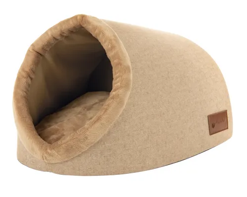 Petlando Kuschelhöhle Borneo tabaco 45x40x32 cm - Bequeme Katzenhöhle - Beige Kuschelhöhle für Katzen, ideal zum Entspannen und Wohlfühlen. Gemütliches Design für ein sicheres Zuhause.