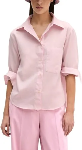 Marc O'Polo Hemdbluse Dried Rose - Elegante Hemdbluse im Boxy Style aus edlem Baumwolle-Satin. Der leicht verkürzte Oversized Fit und der Kentkragen verleihen einen modernen Look. Ideal für lässige und schicke Outfits.