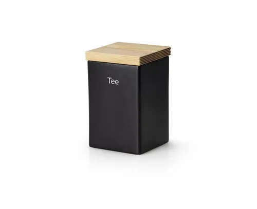 Continenta Teedose aus Holz und Keramik - Frischhaltedose mit 1000 ml Fassungsvermögen, geschmacksneutral und lebensmittelecht, ideal zur Aromaschutz-Aufbewahrung von Tee.