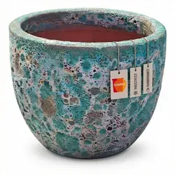 Teramico Keramik Pflanzgefäß "Egg Pot" Lava Grün - Ø 38 cm - Hochwertiges Keramik Pflanzgefäß im klassischen Egg-Pot Design, handgeschliffen mit einzigartiger 3D-Struktur. Ideal für drinnen und draußen – ein robustes Unikat mit individuellem Charakter.