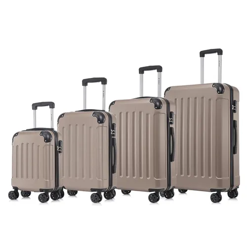 Koffer Suitcase Set - Champagner Trolley Reisekoffer - Elegantes Koffer Set in Champagnerfarbe. Mit praktischem Schloss, 4 stabilen Rollen und Teleskopgriff für mühelosen Transport. Ideal für Reisen aller Art.