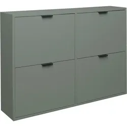 Schuhschrank MÄUSBACHER "Bonnie TOPSELLER", grün - Schuhschrank aus Holzwerkstoff, variabel montierbar und bietet Platz für bis zu 18 Paar Schuhe. Perfekt für jeden Flur und in modernem pine grün matt.