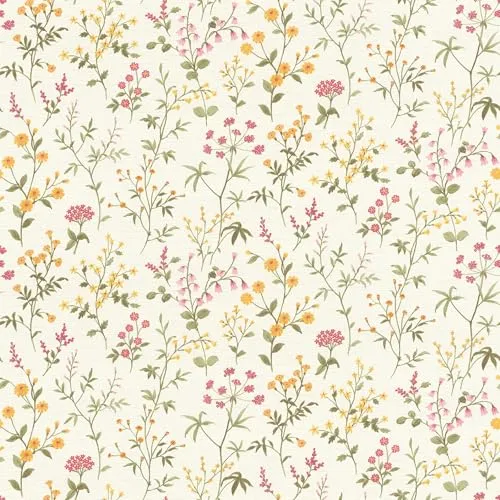 Selbstklebende Vliestapete 370317 Daisy Blume weiss - Tapete für vielseitige Räume, selbstklebend und einfach anzubringen, ideal für Badezimmer, Flur, Kinderzimmer, Küche und Schlafzimmer.