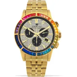 LOUIS XVI Majeste Iced Out Chronograph Herrenuhr 43mm - Armbanduhren mit glamourösem Design, 5ATM wasserdicht und limitierte Auflage, perfekt für stilbewusste Herren.