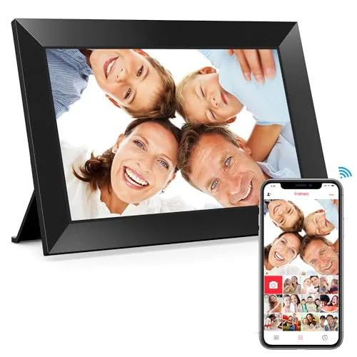 Frameo 10,1 Zoll WiFi Digitaler Bilderrahmen - Digitale Bilderrahmen mit 1280x800 HD IPS Touchscreen, 32GB Speicher und sofortigem Teilen von Fotos über die Frameo App – perfekt für den Austausch mit Familie und Freunden!