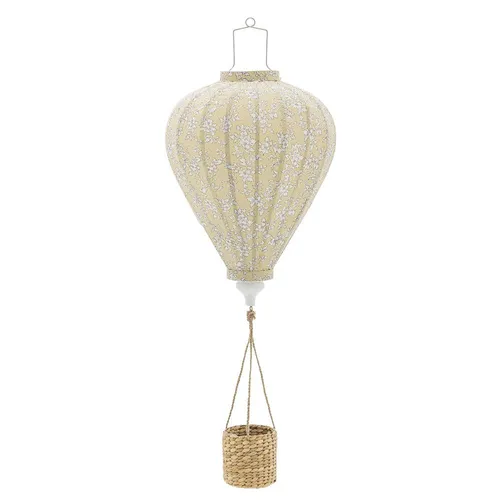 Bloomingville Pomp Mobile, Gelb - Skandinavisches Mobile in Heißluftballon-Optik, aus hochwertigem Polyester und Wasserhyazinthe, ideal als stimmungsvolles Nachtlicht für das Kinderzimmer.