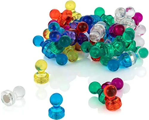 Poppstar 50 Bunte Kegelmagnete für Whiteboard (11 x 17mm) Starke Pinnwand-Magneten für Kühlschrank und Magnettafel, inkl. Aufbewahrungs-Box