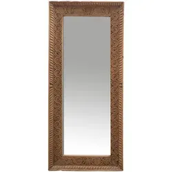 Marrakesch Aamina Standspiegel – Handgeschnitzter Mangoholz Spiegel 158x68 cm - Eleganter Standspiegel aus massivem Mangoholz mit kunstvoll handgeschnitztem Rahmen. Ideal für Schlafzimmer, Flur oder Wohnzimmer und bringt rustikalen Charme in Ihr Zuhause.