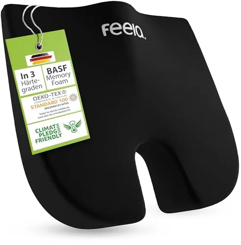 feela.® Orthopädisches Keilkissen Stuhl – Ergonomisches Sitzkissen für Auto & Sofa mit 3 Härtegraden - Rücken- & Sitzkissen: Orthopädisches Keilkissen mit Memory-Schaum für Druckentlastung und verbesserte Körperhaltung. Ideal für Büro, Auto oder Sofa – inkl. E-Book zur Schmerzvermeidung.