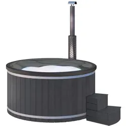 Wolff Finnhaus Badebottich Hot Tub Typ 2 Ø 200 cm mit Acrylwanne & LED-Beleuchtung Acrylwanne in anthrazit Anthrazit