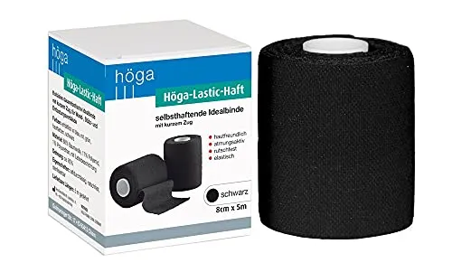 Höga-Lastic-Haft schwarze kohäsive Idealbinde mit kurzem Zug, selbsthaftende (kohäsive) Idealbinde mit kurzem Zug, 8cm x 5m gedehnt