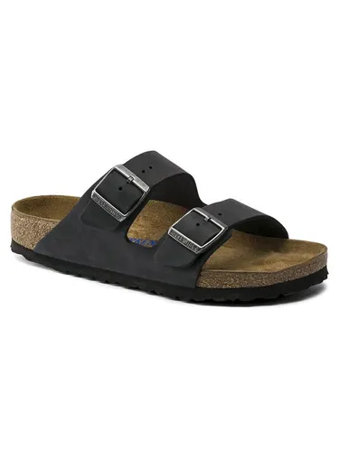 Birkenstock Leder-Pantoletten "Arizona" in Schwarz, Größe 41 für Herren - Wanderschuhe in Schwarz, ergonomisch geformte Decksohle für höchsten Komfort und rutschhemmende Laufsohle, ideal für entspannte Tage zu Hause oder unterwegs.