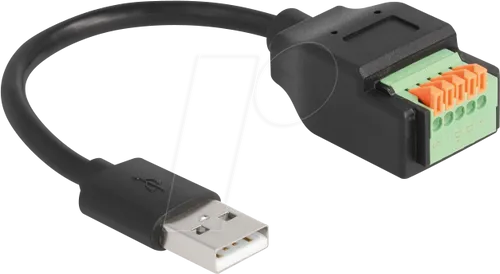 DELOCK 66061 - USB 2.0 Kabel, A Stecker auf Terminalblock mit Drucktaster, 15 c
