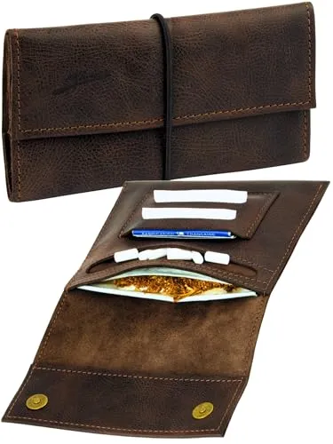 Simaru Handgefertigte Tabaktasche aus italienischem Leder – Stilvolle Drehertasche mit Magnetverschluss - Hochwertige Tabaktasche aus LWG-zertifiziertem italienischem Leder, ideal für 30g und 35g Drehtabak. Mit separaten Fächern für Filter und Papers, bietet sie Ordnung und Komfort im Alltag.