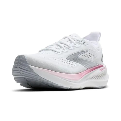 Brooks Glycerin GTS 23 Damen Laufschuhe – Weiß-Harbor Mist-Metallic, Größe 40 - Atmungsaktive Laufschuhe mit spezieller Strickstruktur und innovativer Technologie zur Unterstützung der Fußbewegung; ideal für Komfort und Dämpfung beim Laufen.