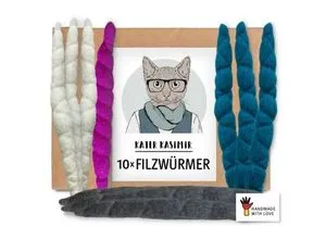 Kater Kasimir 10 Filzwürmer, handgerollt aus echtem Wollfilz (Sparpack)