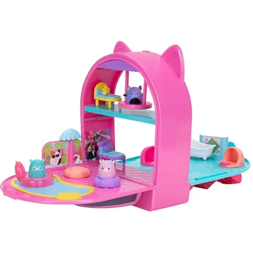 Jazwares Squishalongs Pupenhaus to go im Rucksack - praktisches Playset by Squishmallows, ideal für unterwegs und kreative Spielstunden