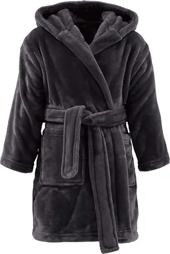 REDBEST Kinder-Bademantel Perris mit Kapuze anthrazit 158/164 – Kuschelweicher Komfort für Kids - Entdecken Sie den REDBEST Kinder-Bademantel aus Fleece! Er bietet samtweichen Komfort, ist schnell trocknend und ideal für zuhause oder unterwegs. Praktische Taschen und ein Bindegürtel runden das Design ab.