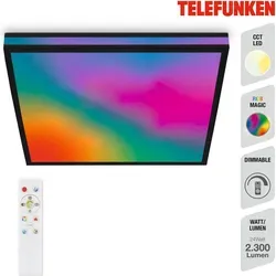 TELEFUNKEN LED Deckenleuchte RGBIC Magic - Dimmbar mit Fernbedienung - Moderne Deckenleuchte mit Magic RGB Effekt, stufenlos dimmbar und integrierten Randlichtern für ein beeindruckendes Ambiente. Ideal für Wohnzimmer und Schlafzimmer.