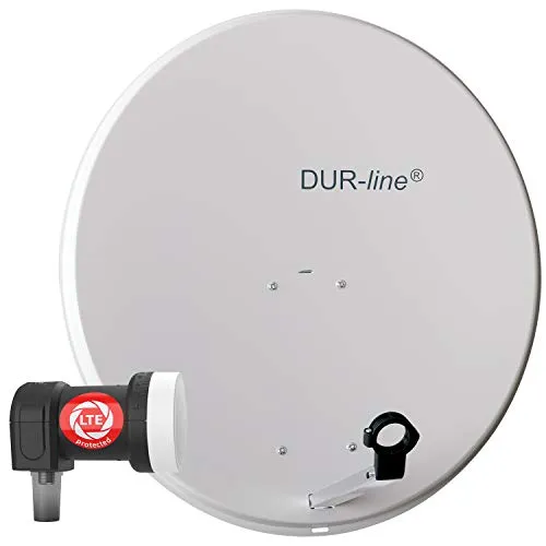 DUR-line MDA 80 Hellgrau - Digitale 1 Teilnehmer Satellitenschüssel - SAT-Antennen Komplett-Anlage für Camping, mit hervorragendem Empfang auch bei schlechtem Wetter und Unterstützung für DVB-S/S2, Full HD, 4K und 3D.