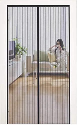 MYCARBON Fliegengitter, 140 x 240 cm, Magnetverschluss, ultradünnes Netz, Fliegengitter, Schiebevorhang, Fliegenschutz, Installation ohne Bohren, mit Klebeband, Schwarz