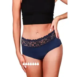 Taynie Deluxe Ultra Perioden Unterwäsche starke Blutung - auslaufsichere & atmungsaktive Menstruationsunterwäsche - ersetzt 7 Tampons, Periodenslip Tragedauer bis 12Std, waschbar 60°C (40, Marineblau)