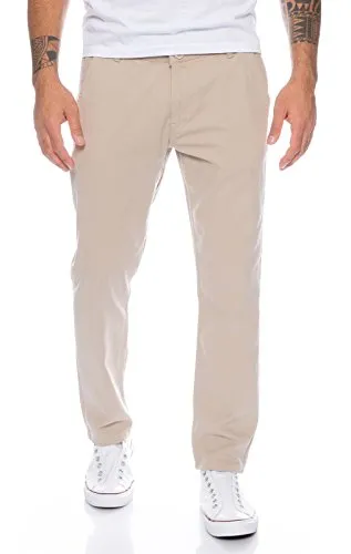 Rock Creek Herren Designer Chino Hose Regular Slim Chinohose RC-390 - Wanderhosen in Beige, aus hochwertigem und weichem Material, ideal für Komfort und Stil beim Outdoor-Aktivitäten.