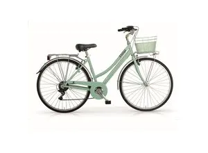 MBM Citybike New Central Woman 28 Zoll Mint - Fahrrad mit 6-Gang SHIMANO Schaltung, ideal für Stadtverkehr und Freizeit, in stylischer Retro-Optik.
