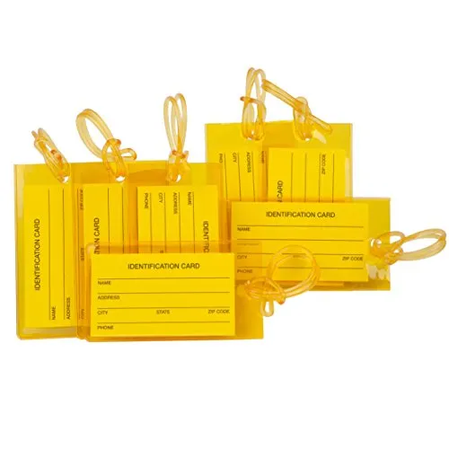 7er-Pack Kofferanhänger | Flexibler Gepäckanhänger für Koffer, Taschen und Gepäck | Adressanhänger | Namensschilder aus PVC | Luggage Tags | Orange
