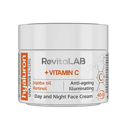 RevitaLAB Hyaluron Anti-Ageing Creme 50ml für 40-55 Jahre - Hochwertige Tages- und Nachtcreme mit Hyaluron für trockene Haut, ideal zur Unterstützung der Hautpflege. Kompakt und effektiv in der Anwendung.