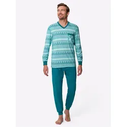Schlafanzug, Herren, Gr. 44/46, bunt (mint, aquapetrol, bedruckt), 50% Baumwolle, 50% Polyester, Homewear-Sets