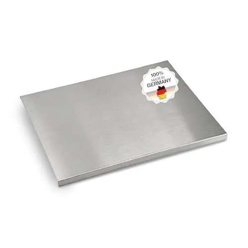 Arbeitsplatte Knetbrett Edelstahl 50x40 cm - Vielseitig für Kneten, Schneiden & Backen - Hackbretter - Hygienische, porenfreie Edelstahloberfläche für einfache Reinigung und sichere Nutzung in der Küche, ideal als Nudel- oder Backbrett.