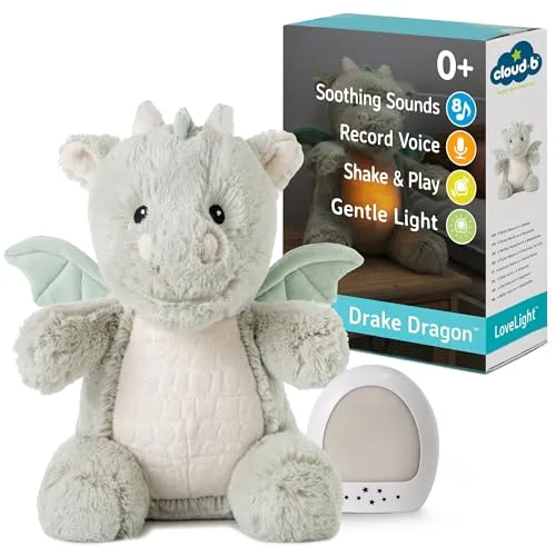 LoveLight Buddies - Drake der Drache - Multisensorische Kinderlampe mit beruhigenden Geräuschen, Lichtern und Aufnahmefunktion für persönliche Nachrichten, ideal für entspannte Schlafenszeiten.