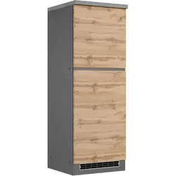 Held Möbel Kühlschrankumbauschrank Turin 60 cm Wotaneiche/Graphit - Stylischer Kühlschrankumbauschrank Turin von Held Möbel, ideal für moderne Küchen. Mit zwei Farbkombinationen und zusätzlichem Staufach für Küchenutensilien. Maße: 60 x 166 x 60 cm.
