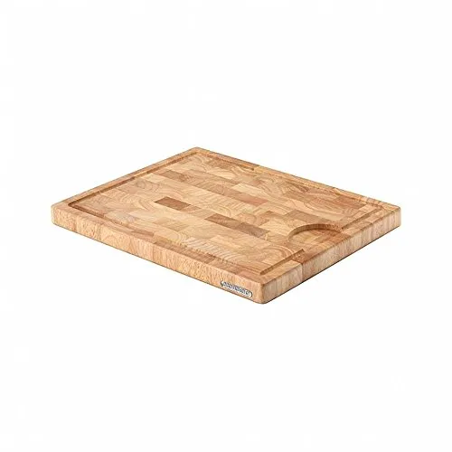 Continenta Schneidebrett aus Gummibaumholz - Schneidebrett 37x29 cm, mit praktischen Rillen für Saftauffang, ideal für die Zubereitung von Fleisch und Gemüse.