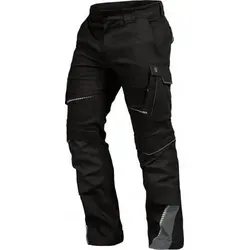 Bundhose-Flex-Line Schwarz/Grau Größe 42 - Arbeits- & Schutzkleidung mit geradem Schnitt, reflektierenden Elementen und robusten Taschen für optimale Funktionalität und Sichtbarkeit bei der Arbeit.