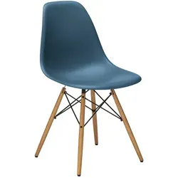 Vitra Stuhl Eames Plastic Side Chair RE 46.5x83x55 cm meerblau, Gestell:  eichefarbig, Designer Charles & Ray Eames