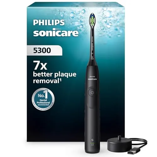 Philips Sonicare 5300 elektrische Zahnbürste - Elektrische Zahnbürsten mit 62.000 Bürstenkopfbewegungen pro Minute für optimale Plaque-Entfernung und sanfte Reinigung dank Andruckkontrolle.