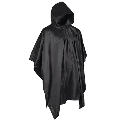 MIL-TEC Poncho Mit Kapuze Vielseitig Wasserabweisend Mit Netztasche Schwarz