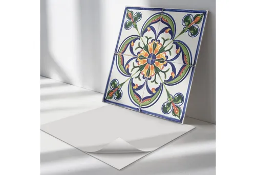 Tulup Wandtattoo Klebefolie Fliesen Blumenmuster auf der Fliese Fliesenaufkleber (9 St)