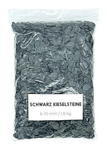 Landare Kieselsteine Schwarz 1,8kg - Dekosteine - Dekosteine für Vasen - Aquarium Kies Schwarz - Kieselsteine Deko - Kieselsteine Klein - Zierkies - Kieselsteine Garten (6-10 mm)