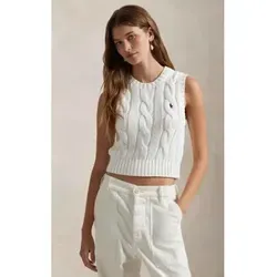 Polo Ralph Lauren Damen Pullunder in Weiß, Größe XL - Der Damen Pullunder von Polo Ralph Lauren aus reiner Baumwolle bietet einen lässigen Regular Fit. Mit dezentem Label-Stitching und gerippten Abschlüssen ist er vielseitig kombinierbar und sorgt für Bewegungsfreiheit und Komfort.