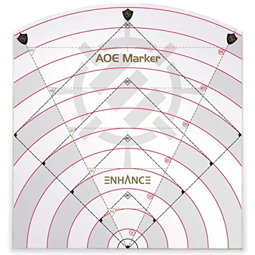 ENHANCE 60ft Spell AOE Template - DND Area of Effect Marker für 1" Battle Grid Mat oder gitterloses Gelände - Verbessertes Messwerkzeug mit 60' Radii, 80' Cube - Perfekt für Tabletop RPG DM