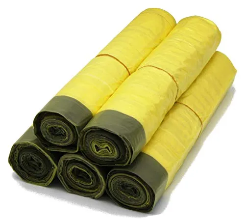 Gelbe Säcke, 90 Liter, 15µ, 13 Säcke pro Rolle, 5 Rollen, mit praktischem Zugband, Wertstoffsack