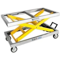 BAMATO Hubtisch BHT-350 Hydraulisch | 350kg Tragkraft - Gabelhubwagen mit 640 x 1100mm Plattform, ideal für schwere Lasten und ergonomisches Arbeiten durch hydraulischen Antrieb.