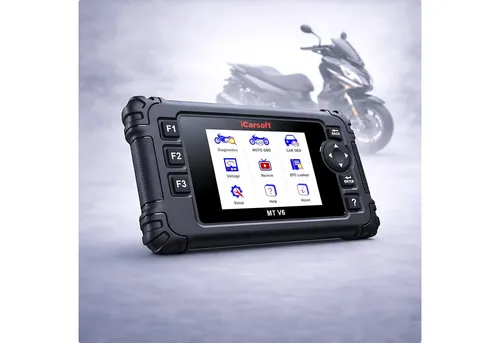 iCarsoft OBD2-Diagnosegerät MT V6 für PIAGGIO Motorroller - Praktischer OBD Scanner mit Adapter und regelmäßigen Updates, ideal für die Diagnose von PIAGGIO Motorrollern. Einfach zu bedienen und unverzichtbar für die Fahrzeugwartung.