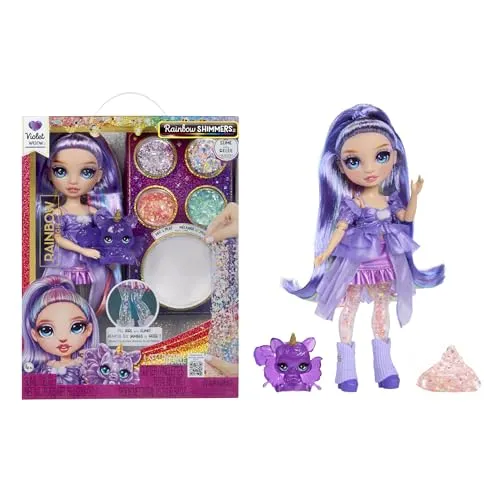 Rainbow High Anziehpuppe Rainbow Shimmers - Violet (purple) - Anziehpuppe in extravagantem Fantasy-Look mit durchsichtigen Beinen. Inklusive magischem Glitzer-Schleim für kreative Mix & Match Styles, ideal für kleine Fashionistas.